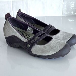 Merrell Plaza Bandeau Dark Taupe Suede Leather Mary Jane Shoes Women's 8